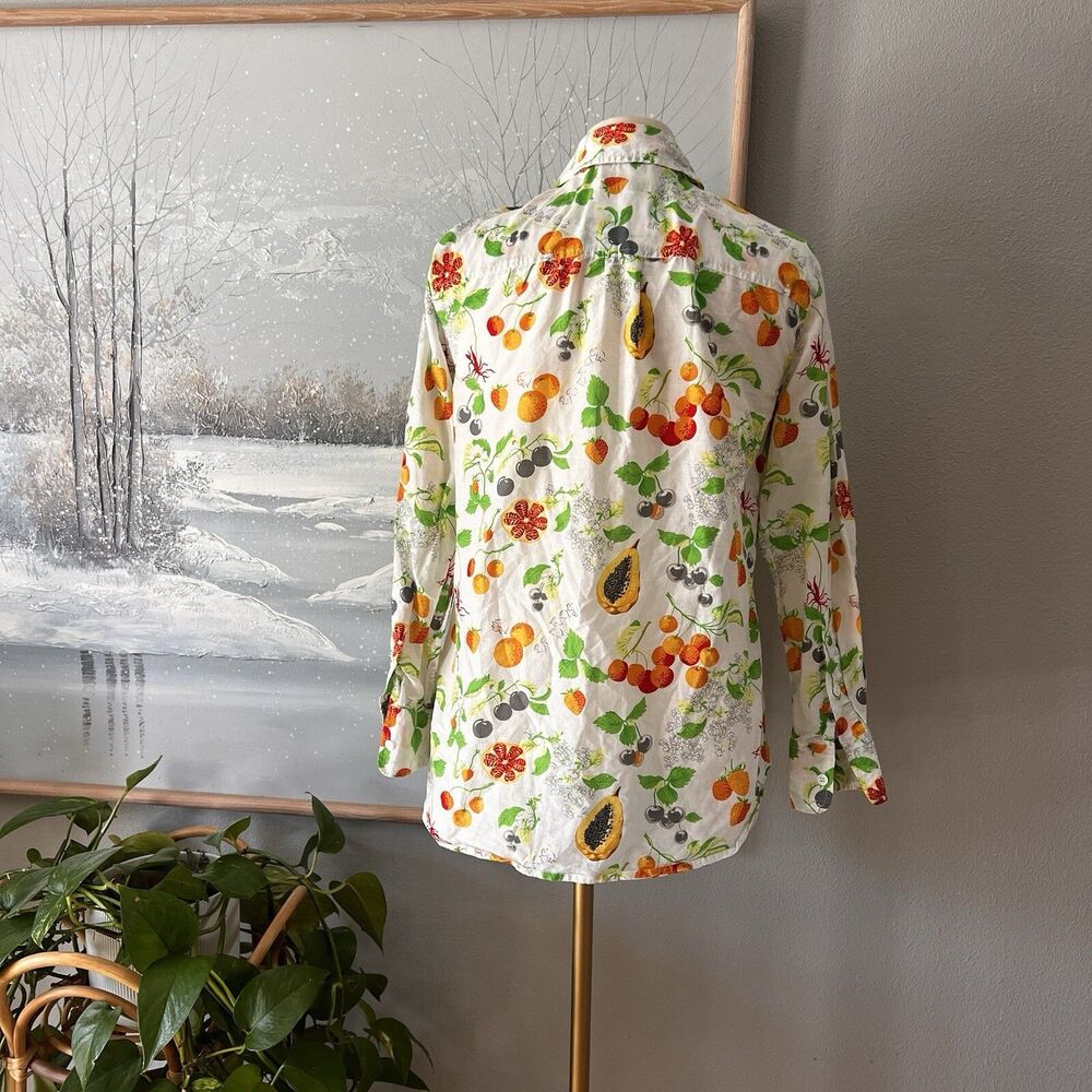 Equipment Femme summer fruits silk cotton white‎ button down classic blouse XS - Picture 5 of 7